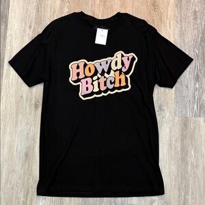 Black Graphic T-Shirt with Colorful Text